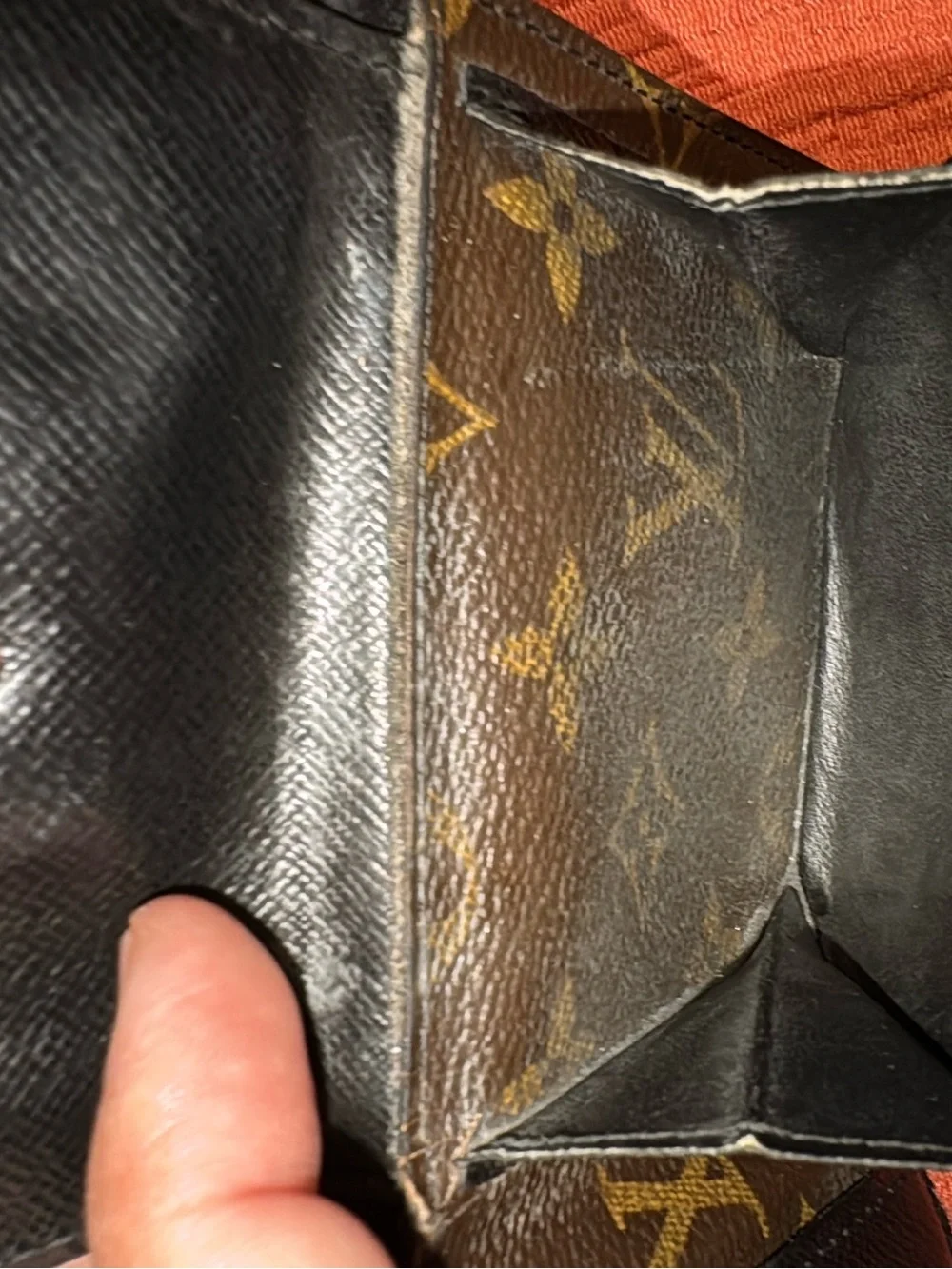 Monogram Pattern Slim Card Holder in Brown and Gold